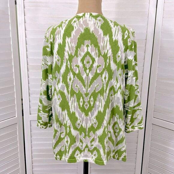Chico's Cardigan Size 1 (8) Tianna Ikat Burnout Long Sleeve - Picture 8 of 16